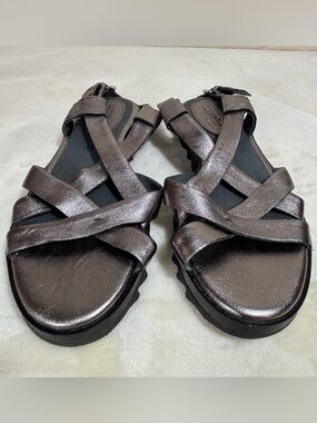 Bussola Women’s Pewter Strappy Leather Sandals